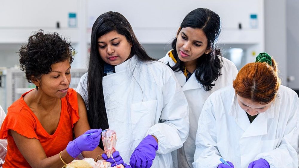 Tina Chowdhury with students