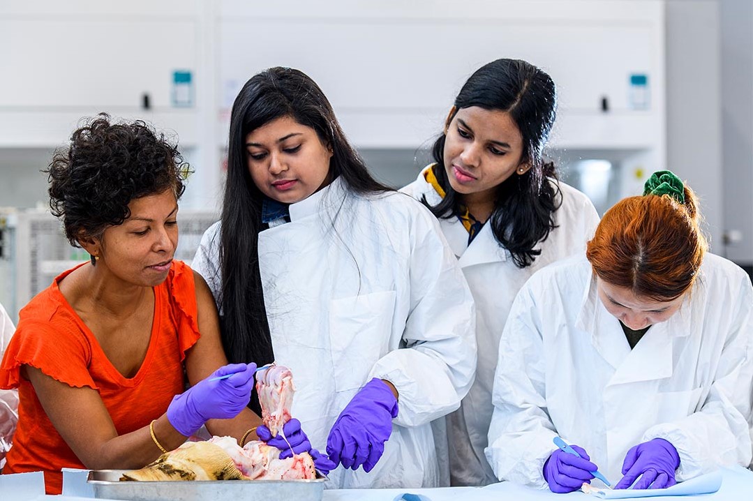 Tina Chowdhury with students