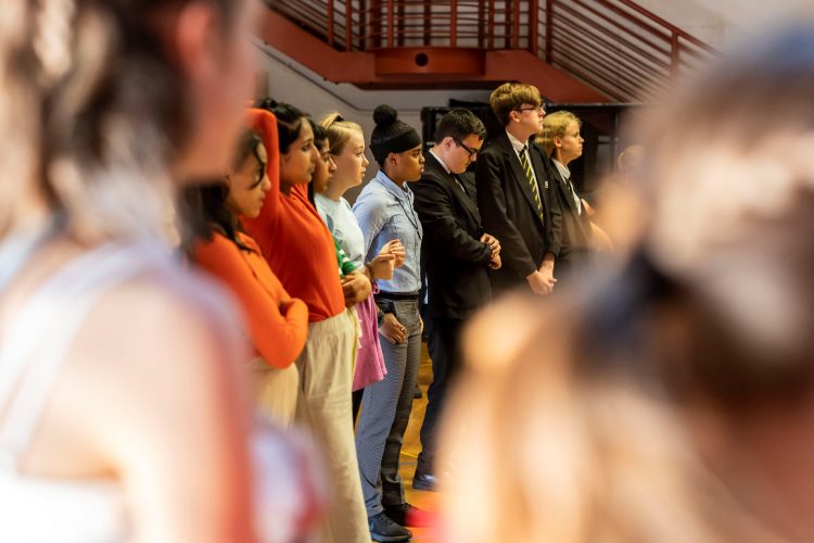 Students taking part in a rehearsal for the Burberry Inspire Cultural Runaway event